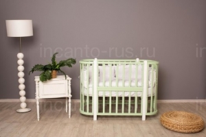 NU Кроватка детская Incanto Nuvola 3 в 1 цвет фисташковый/белый 